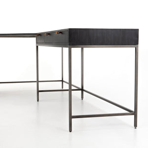 Trey Desk System With Filing Cabinet in Black Wash