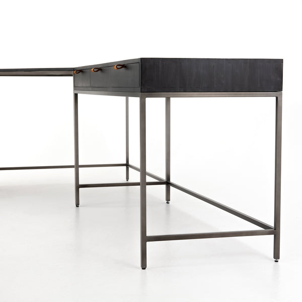 Trey Desk System With Filing Cabinet in Black Wash