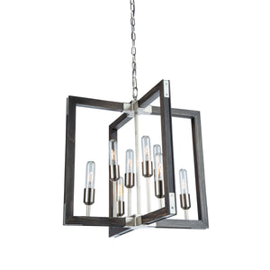 Gatehouse 8 Light Chandelier (Dark Pine & Brushed Nickel) in Dark Pine & Brushed Nickel