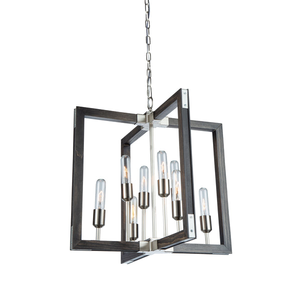 Gatehouse 8 Light Chandelier (Dark Pine & Brushed Nickel) in Dark Pine & Brushed Nickel