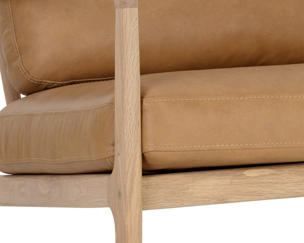 GILMORE LOUNGE CHAIR - LIGHT OAK - SAHARA CAMEL LEATHER