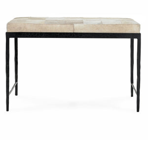 Achen Hide Bench - Dusty Cream Textured Iron Frame