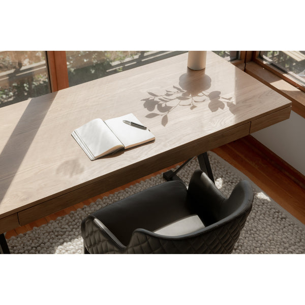Moe's Profecto Desk in Natural Oak with Steel Frame