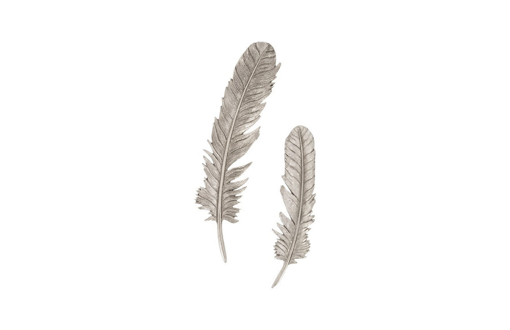 Feathers Wall Art, Silver Leaf, Set of 2