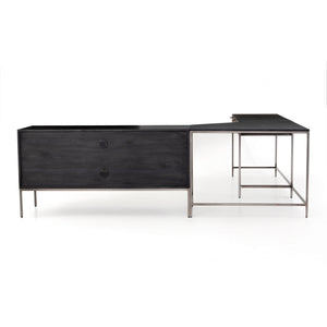 Trey Desk System With Filing Credenza in Black Wash