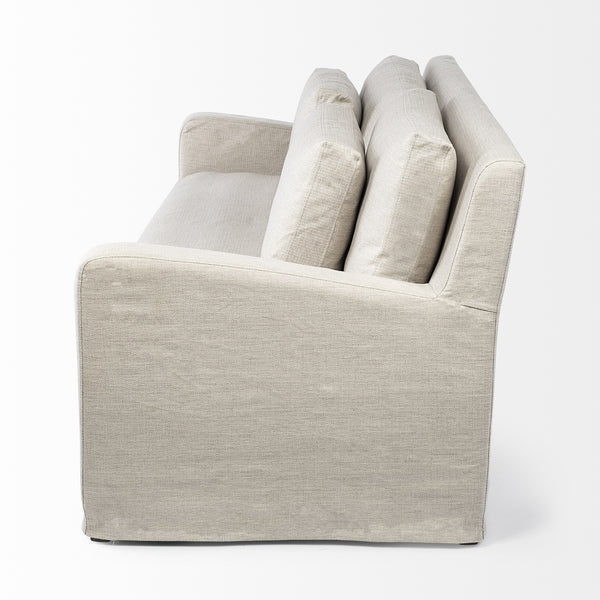 Denly II 92.5 X 38.25 X 34.5  Beige Slipcover Three Seater Sofa
