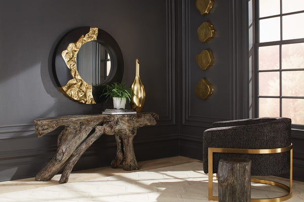 Mercury Mirror, Black, Gold Leaf 