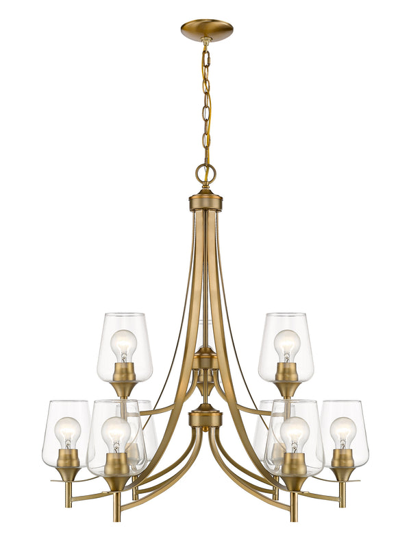 Joliet 9 Light Chandelier in Olde Brass Finish