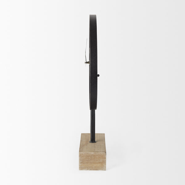 Oris Black Metal/Wood Open Frame Table Clock