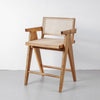 Jeanneret Counter Stool with Arms and Back - Natural
