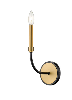 Haylie 1 Light Wall Sconce in Matte Black + Olde Brass Finish