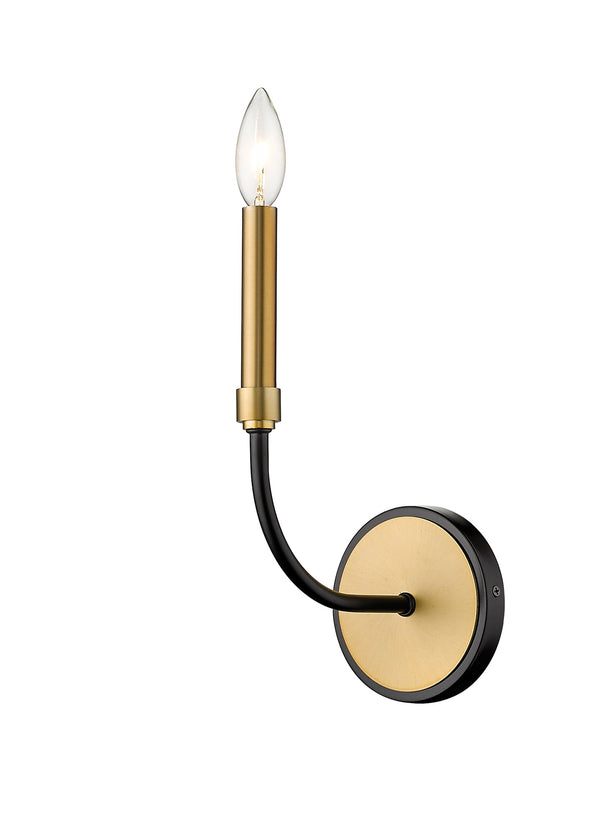 Haylie 1 Light Wall Sconce in Matte Black + Olde Brass Finish
