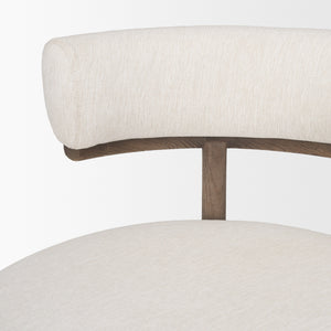 Souvik Dark Brown Wood w/ Oatmeal Fabric Accent Chair