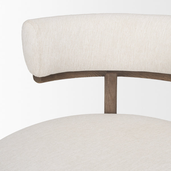 Souvik Dark Brown Wood w/ Oatmeal Fabric Accent Chair