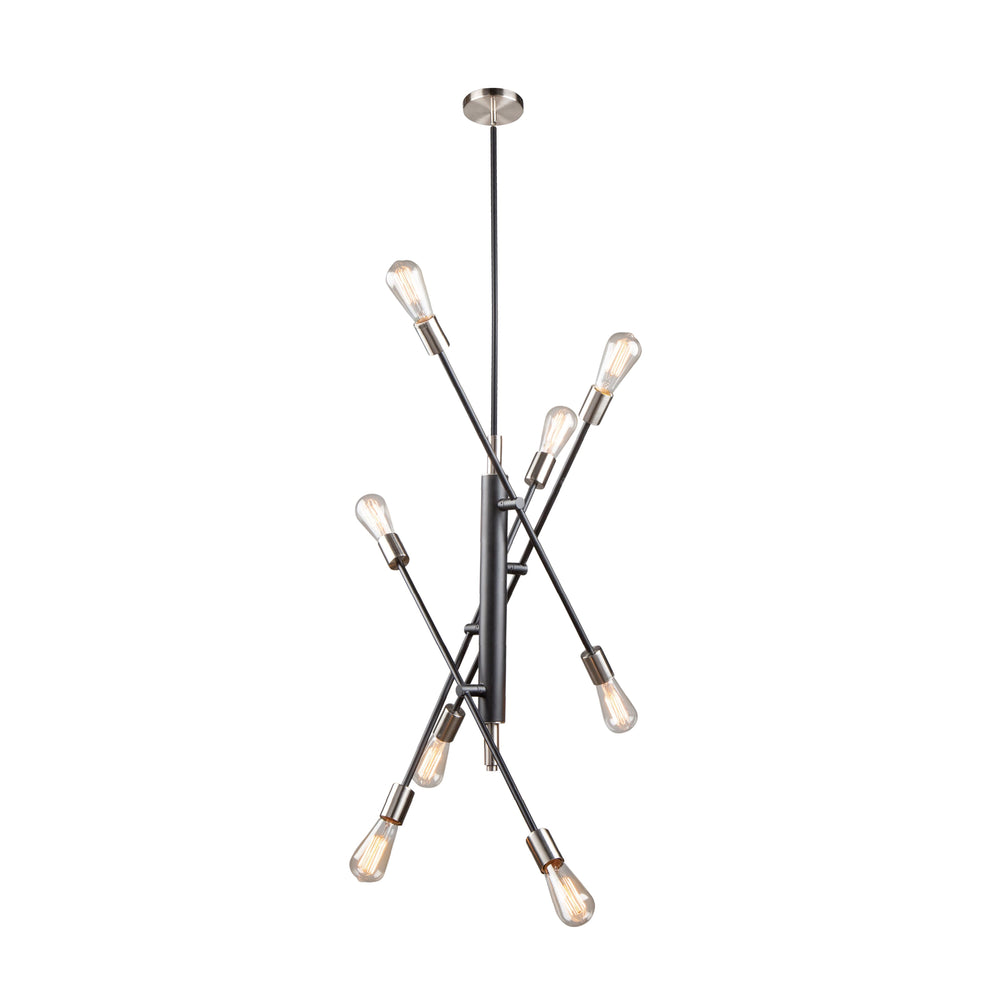 Truro 8 Light Pendant in Black & Brushed Nickel