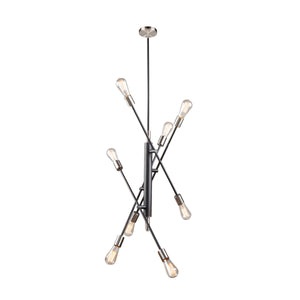 Truro 8 Light Pendant in Black & Brushed Nickel