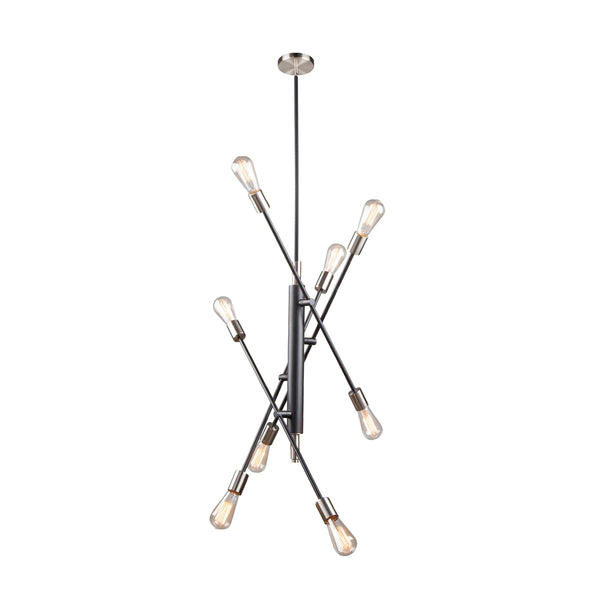 Truro 8 Light Pendant in Black & Brushed Nickel