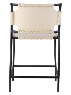 Asher Leather Counter Stool, White