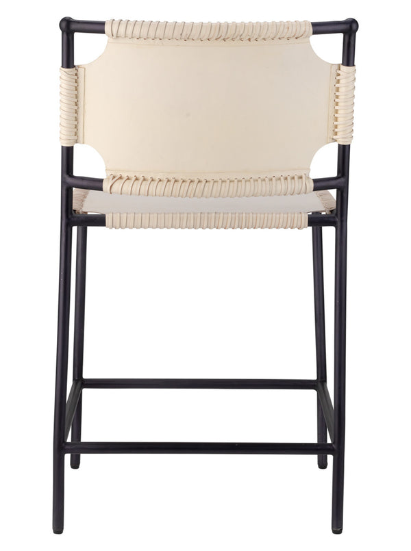 Asher Leather Counter Stool, White