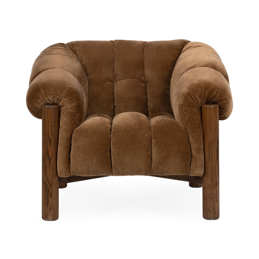 Sansa Upholstered Accent Chair with Oak Wood Arms - Bronze