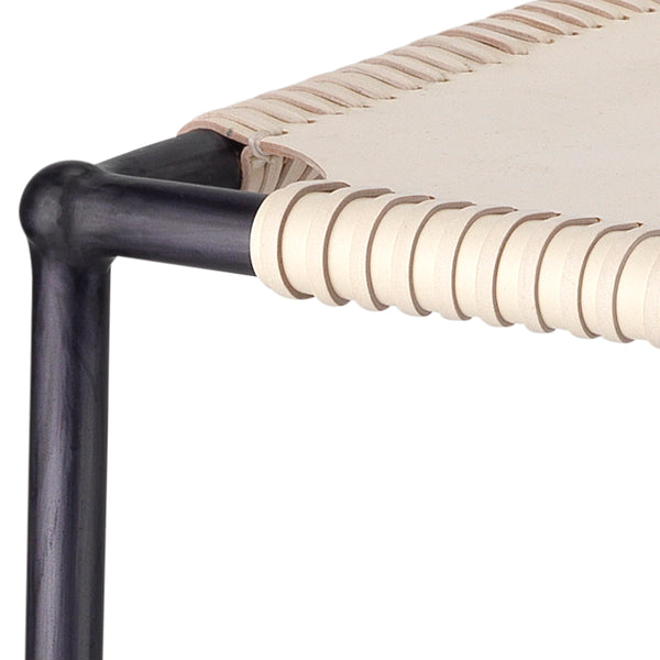 Asher Leather Bar Stool, White