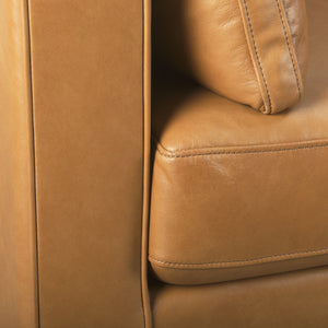 Elton  87.8L x 37.8W x 34.6H Tan Leather Sofa