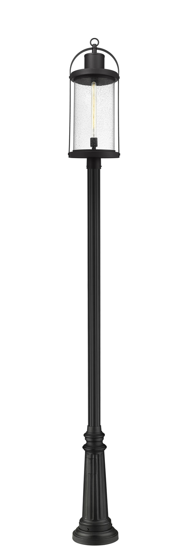 Roundhouse 1 Light Outdoor Post Mounted Fixture in Black Finish