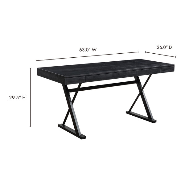 Moe's Profecto Desk Black with Soft-Close Drawers
