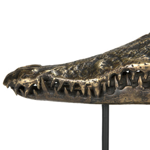 Brass Alligator On Stand, Medium