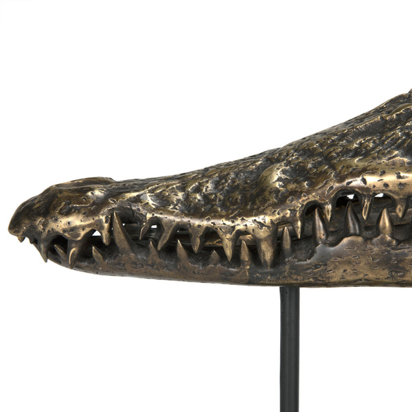 Brass Alligator On Stand, Medium