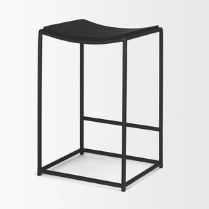 Taniel Textured Black Wood w/ Black Metal Counter Stool
