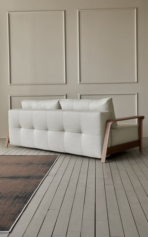 RAN D.E.L. SOFA BED in MIXED DANCE NATURAL FABRIC WITH Dark wood LEGS 527