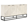 Flint Solid Wood 4Dr Cabinet on Black Iron Base