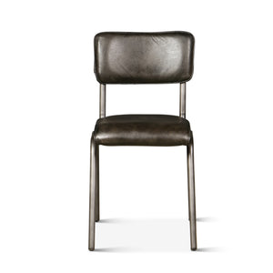 Bill 17" Ebony Leather and Iron Dining Chair