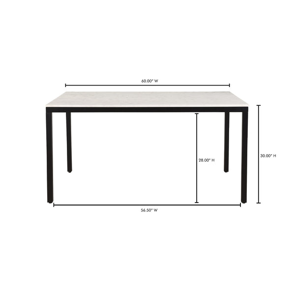 Moe's Parson Small Marble Dining Table, White