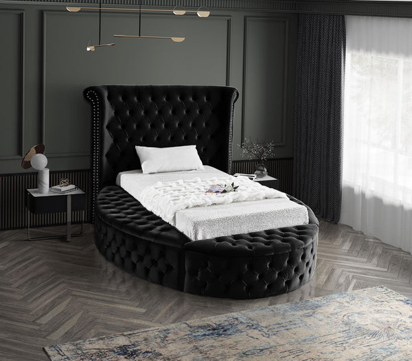 Lorena Twin Bed In Black Velvet
