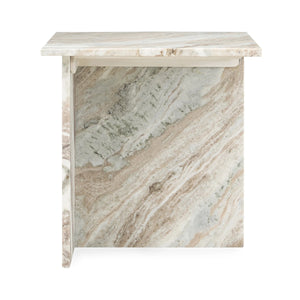 Bexly Marble Square End Table in Rusty Gray