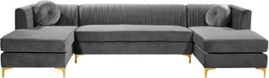 Wendell 3pc. Sectional In Grey Velvet
