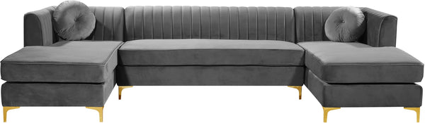 Wendell 3pc. Sectional In Grey Velvet
