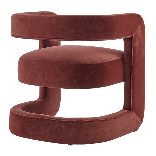 Althea Velvet Accent Arm Chair, Dainty Maroon