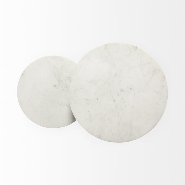 Bombola I (Small) 15L x 15W White Round Marble Top W/Black Metal Frame Accent Table
