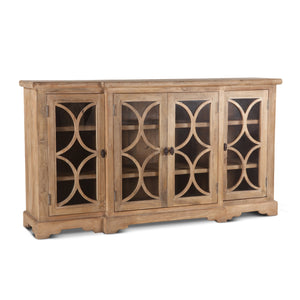 San Rafael 75-Inch Mango Wood Cabinet with Carved Lattice Work Doors