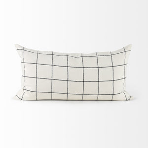 Suzanne 14 x 26 White/Black Square Pattern Decorative Pillow Cover