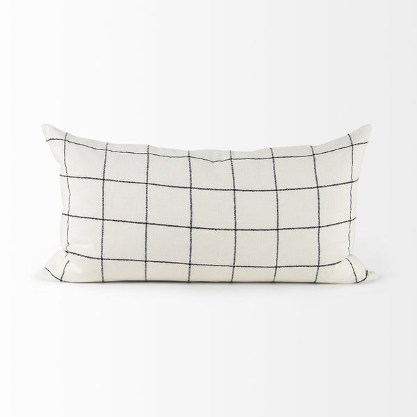Suzanne 14 x 26 White/Black Square Pattern Decorative Pillow Cover