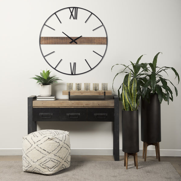 Benk Wood and Black Metal Five Cup Candle Holder