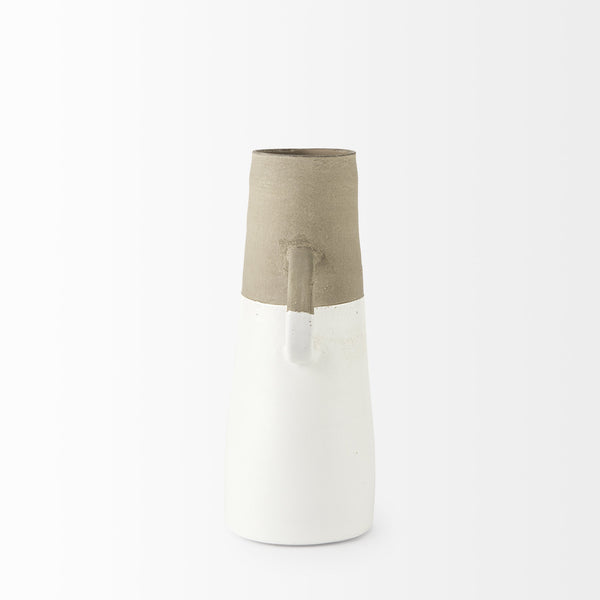 Garand Medium 15H Two-Toned White Natural Ceramic Jug