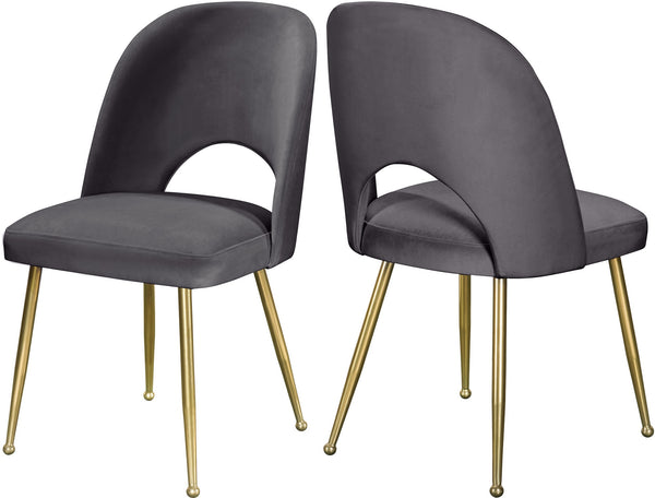 Ramon Dining Chair In Grey Velvet