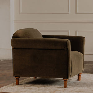 Harmony Accent Chair in Dark Green Faux Mohair