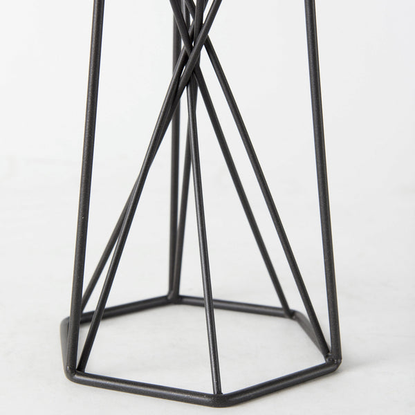 Sixx I Small Antiqued Metal Hexagonal Table Candle Holder