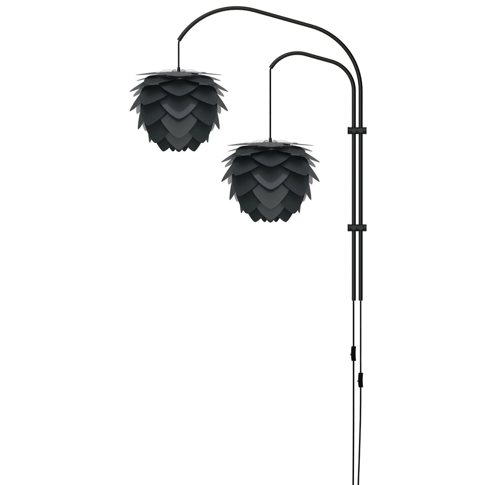 Aluvia Mini 2-Light Wall Lamp in Anthracite with Black Wall Hanger